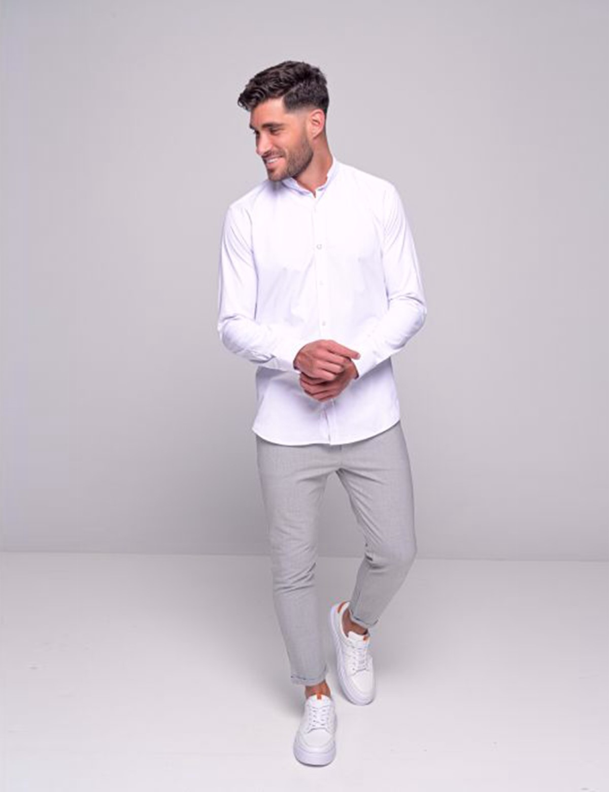 Ben Tailor ανδρικό λευκό πουκάμισο με μάο γιακά 0589W φωτογραφία